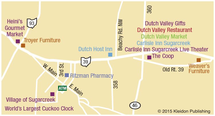 Ohio Amish Country Map | Berlin | Walnut Creek | Millersburg